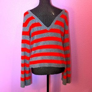 Equipment Femme Orange and Gray Stripe Sweater
